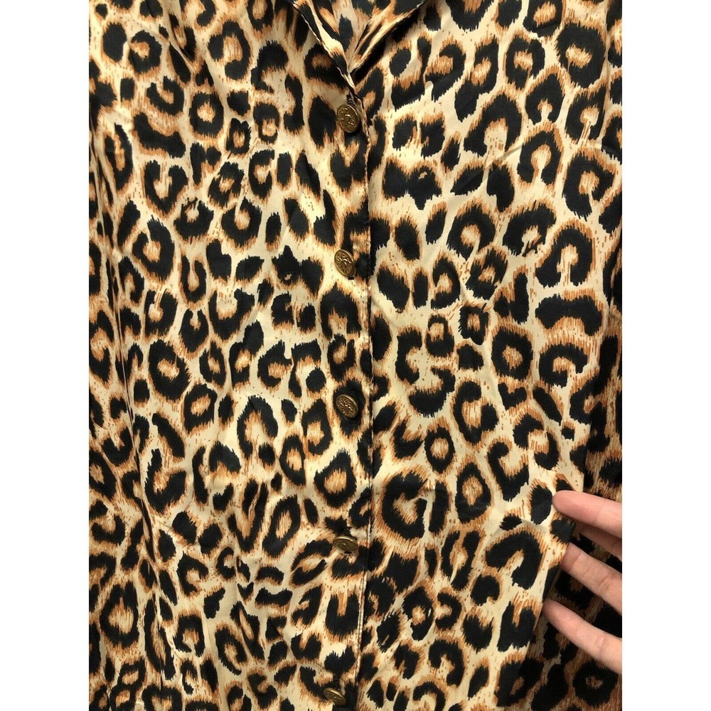 Vintage Roaman’s Leopard Blouse Women’s Button Up Long Sleeve Size C0 - Picture 2 of 6